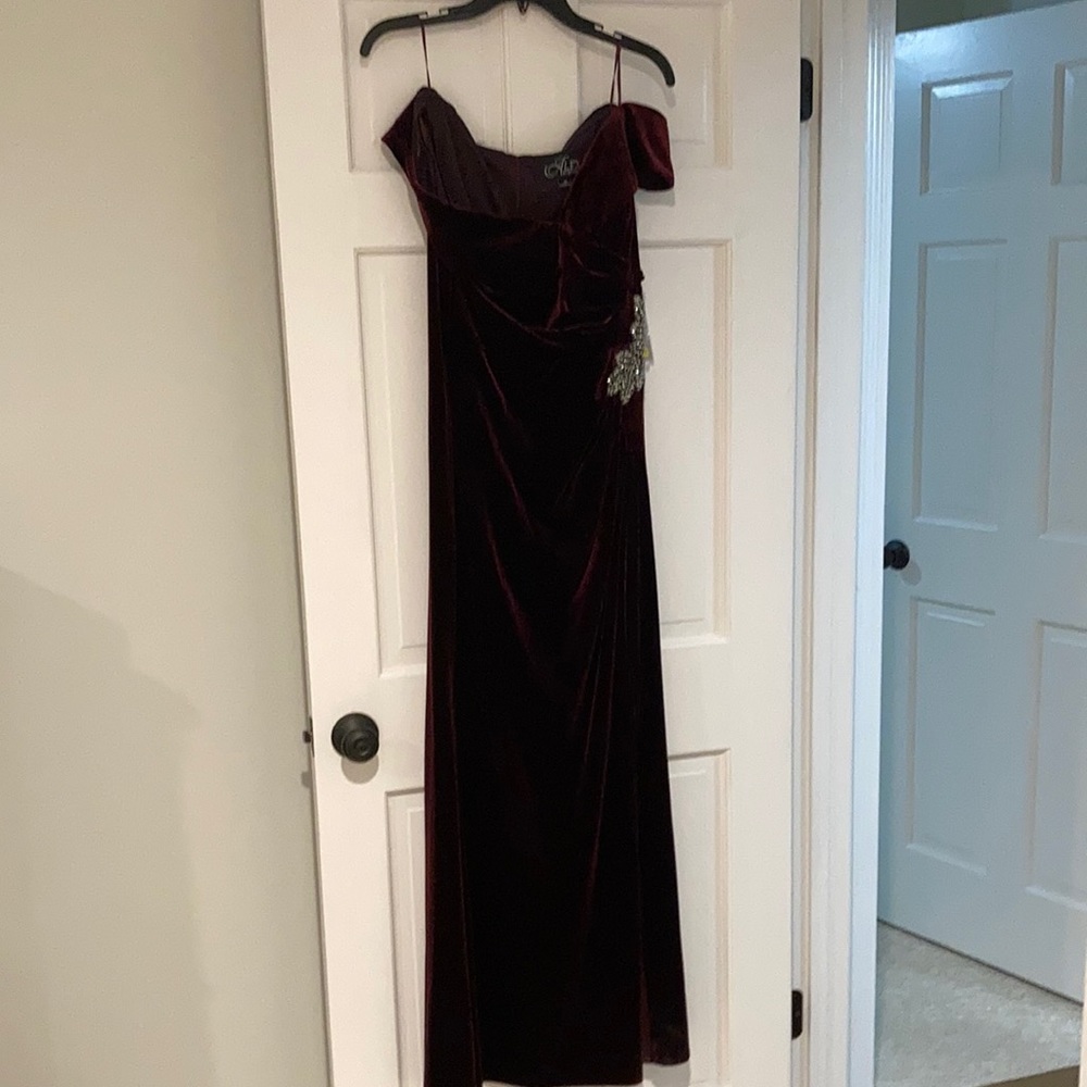 Burgundy velvet gown with tags!